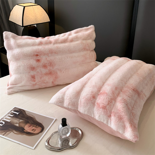 a類輕奢保暖親膚嬾兔絨枕套單人牛嬭絨超柔雙面絨枕頭套枕皮48*74