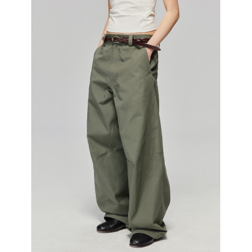 Simple Project 純棉寬鬆立體分割裁剪濶腿褲直筒廓形休閒長褲