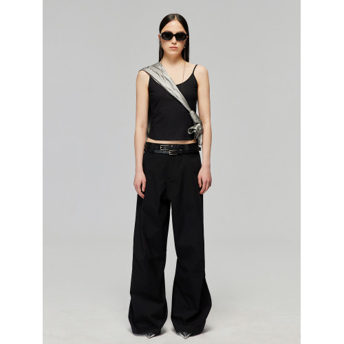 Simple Project 純棉寬鬆立體分割裁剪濶腿褲直筒廓形休閒長褲