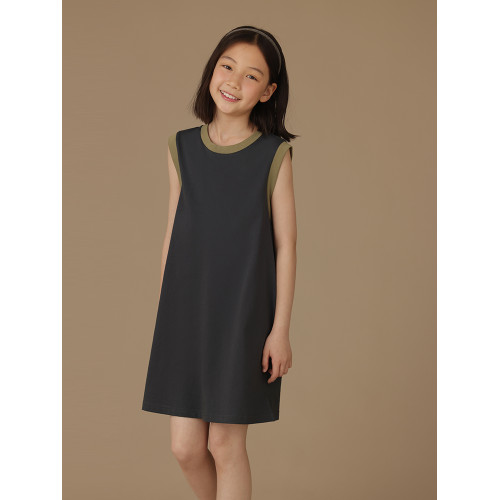 哈齒童裝兒童藏青背心裙夏季新款夏裝棉休閒百搭女童連衣裙高級感
