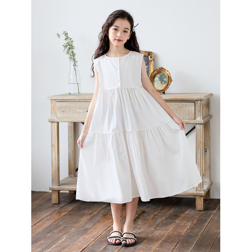 女童連衣裙夏季小女孩長裙兒童背心沙灘裙2025中大童紅色公主裙子