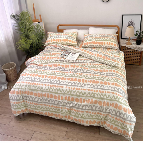 純棉斜紋床單被套100%全棉活性印染被罩單雙人套件卡通波紋學生 純棉斜紋床單被套100%全棉活性印染被罩單雙人套件卡通波紋學生