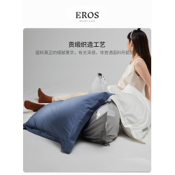 EROS 100S長絨棉枕套一對裝貢緞純棉全棉枕頭套單人枕芯套48x74cm