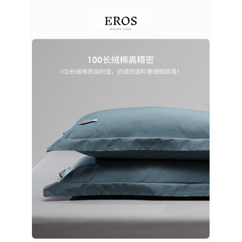 EROS 100S長絨棉枕套一對裝貢緞純棉全棉枕頭套單人枕芯套48x74cm