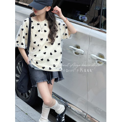 孫小美kids 雙層網紗女童短袖T恤2025夏裝新款兒童寬鬆上衣罩衫t