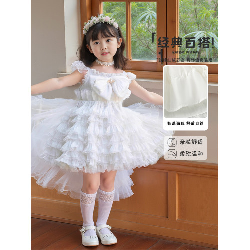 【品牌】洛麗塔女童公主裙花嫁蛋糕裙2025夏季新款兒童生日連衣裙