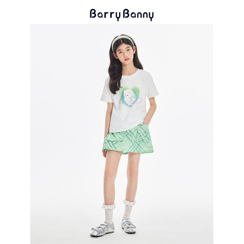 BarryBanny女童格紋半身裙2025夏季新款兒童短裙女孩百搭A字裙褲