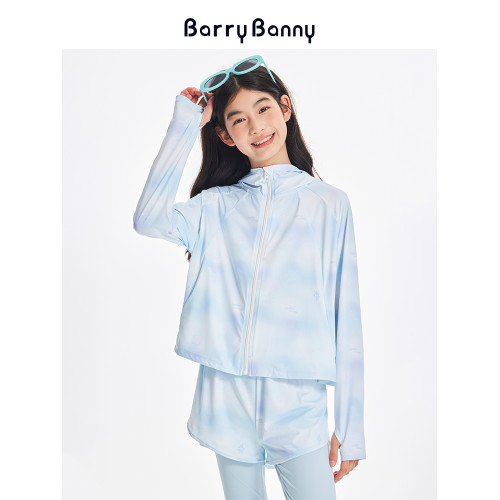 BarryBanny女童冰感防曬衣UPF300+兒童速乾衣運動套裝夏季涼感T恤
