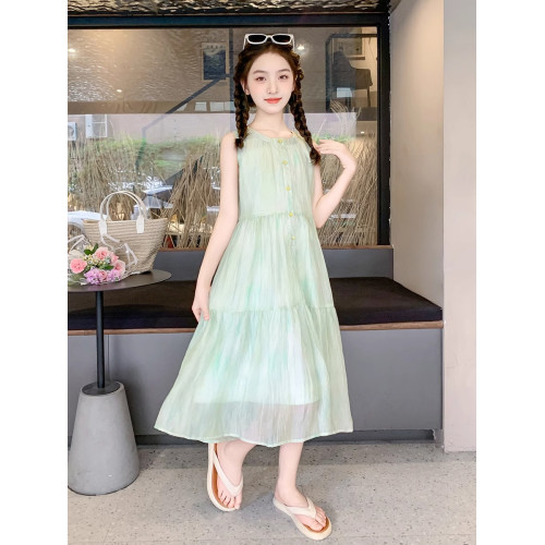 英國Next Kiss女童連衣裙夏季2025新款兒童雪紡公主裙大童背心裙