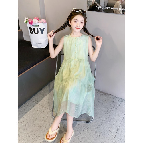 英國Next Kiss女童連衣裙夏季2025新款兒童雪紡公主裙大童背心裙