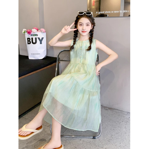 英國Next Kiss女童連衣裙夏季2025新款兒童雪紡公主裙大童背心裙