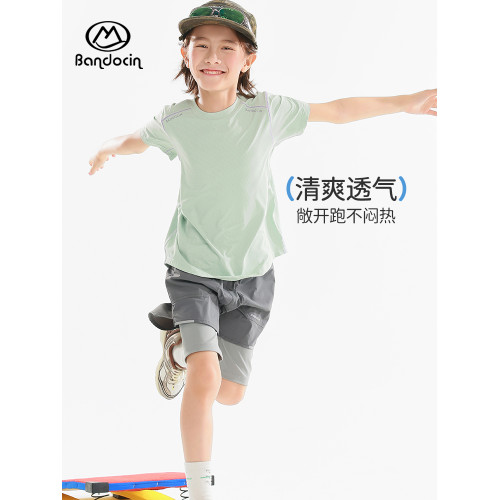 半度閒女童夏季短袖t恤速乾衣洋氣2025新款兒童夏裝輕薄運動上衣