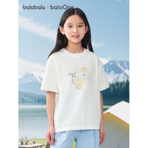 巴拉巴拉balaone女童短袖T恤兒童速乾上衣中大童2025夏裝新款童裝