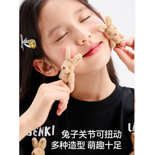 女童短袖T恤2025夏季兒童薄款涼感立體兔子中大童休閒百搭上衣潮