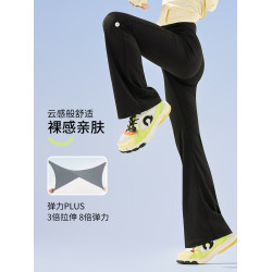 女童喇叭褲兒童夏季薄款速乾瑜伽微喇鯊魚褲子女大童冰絲黑色運動