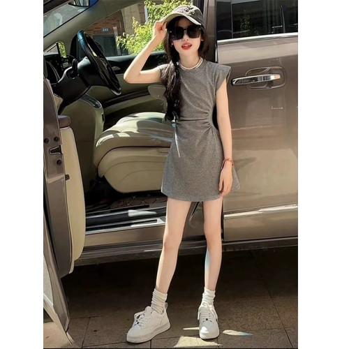 女童連衣裙夏裝2025新款兒童辣妹收腰顯瘦裙子夏季女孩黑色連衣裙