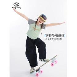 半度閒女童運動防曬短袖t恤洋氣薄款2025新款兒童夏裝涼感上衣潮T