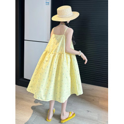 女童裙子薄款2025新款大童女孩度假沙灘吊帶裙兒童夏裝韓版連衣裙