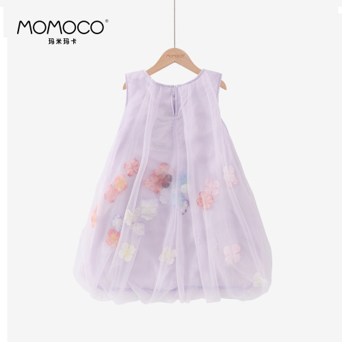 MOMOCO/瑪米瑪卡2025夏季新款女童無袖連衣裙中大童洋氣公主裙子