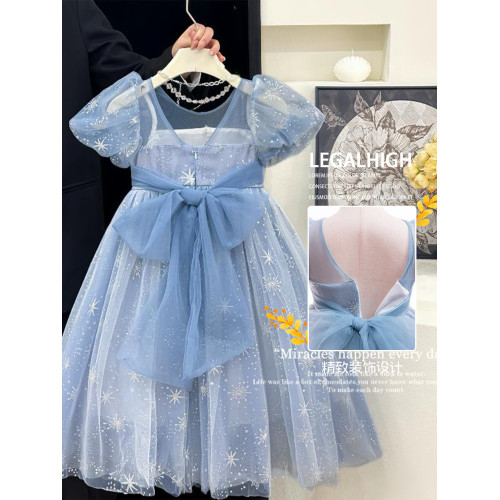 艾莎公主裙女童夏季連衣裙兒童冰雪奇緣愛莎裙子小女孩生日禮服