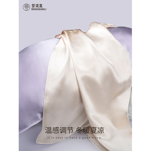 夢灣裡雙面真絲枕套100%桑蠶絲22姆米天然真絲髮圈套裝禮盒枕頭套