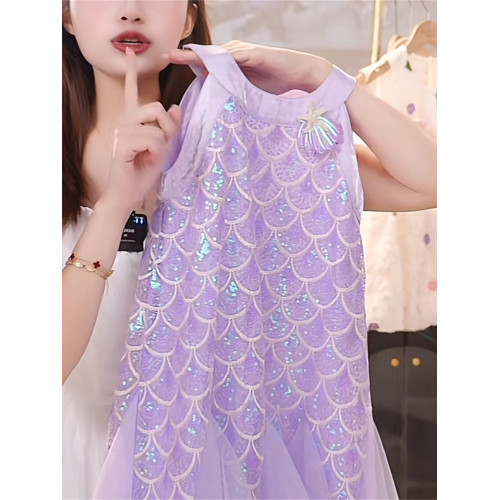 英國Next Svip兒童美人魚公主裙女童連衣裙2025新款女孩吊帶裙夏