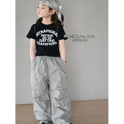 優米左童裝女童工裝褲2025新款洋氣兒童春夏褲子女孩休閒褲中大童