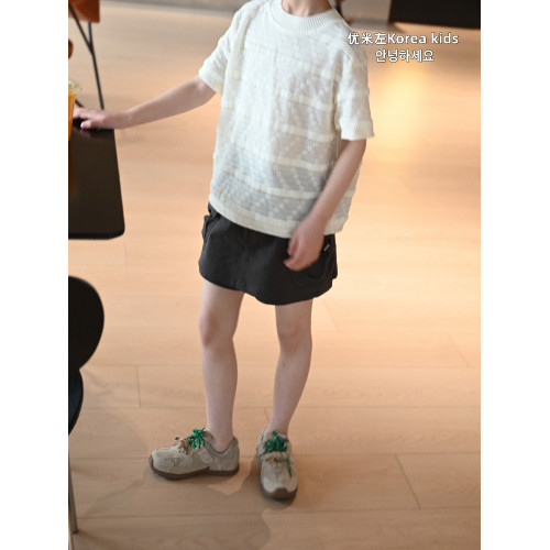 優米左童裝女童短袖T恤2025新款洋氣兒童春夏裝上衣女孩綉花半袖