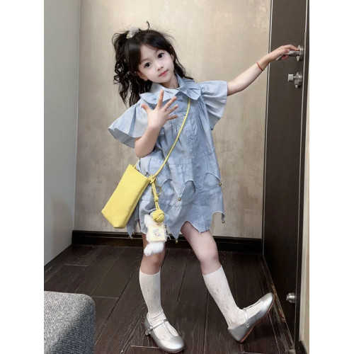女童連衣裙兒童裙子新款高級多巴胺公主裙夏裝小女孩洋氣時髦衣服