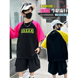 安哼安哼男童夏裝套裝2025新款兒童夏季薄款短袖中大童夏款洋氣男