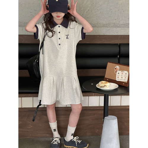 REY韓國女童連衣裙夏季2025新款大童學院風polo裙公主裙兒童裝