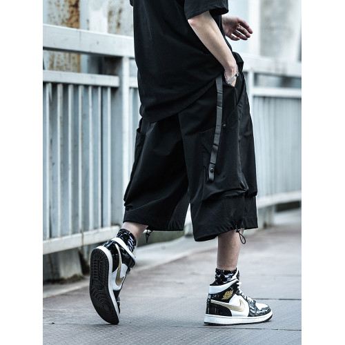 AOGZ夏季七分褲男新款寬松濶腿褲國潮牌薄款運動褲子機能工裝短褲