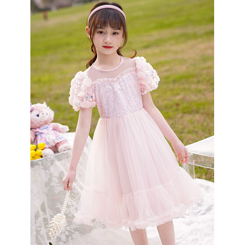 卓詩尼女童連衣裙2025新款夏季兒童網紗裙子洋氣時髦夏裝公主裙9