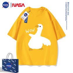 NASA聯名短袖男童兒童純棉夏裝大童夏季wow卡通鴨大鵞上衣半袖t恤