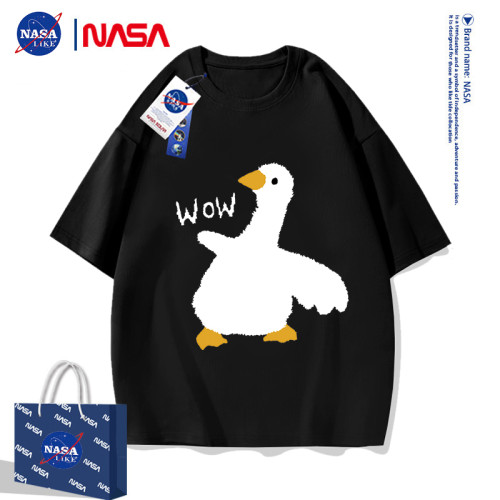 NASA聯名短袖男童兒童純棉夏裝大童夏季wow卡通鴨大鵞上衣半袖t恤