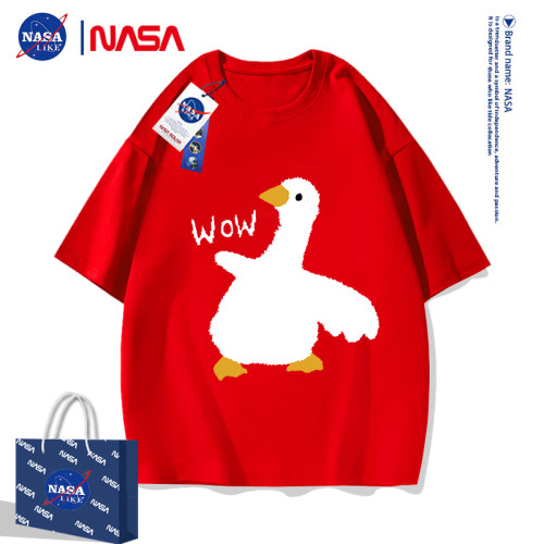 NASA聯名短袖男童兒童純棉夏裝大童夏季wow卡通鴨大鵞上衣半袖t恤