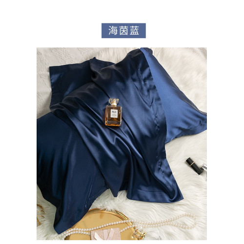 純色出口面料三醋酸枕套一對裝簡約雙人絲綢夏季冰絲枕頭套子