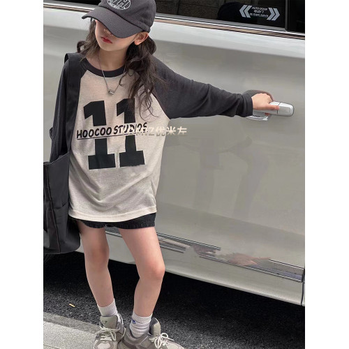 波拉bora韓國童裝女童洋氣秋裝2025新款兒童打底衫薄款中大童T恤
