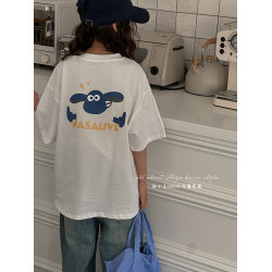 韓國女童夏裝寬鬆T恤兒童童裝短袖上衣2025新款白t大童半袖打底衫