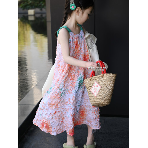 2025夏季韓版童裝新品女童小清新甜美碎花裙子洋氣連衣裙背心裙