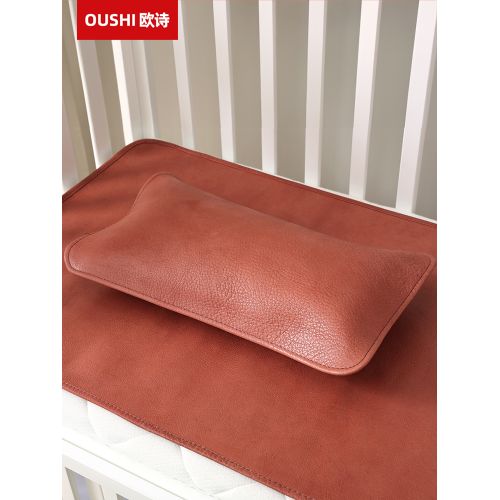 兒童頭層水牛皮枕套清水無塗層真皮加厚嬰兒專用30x50cm夏季枕蓆