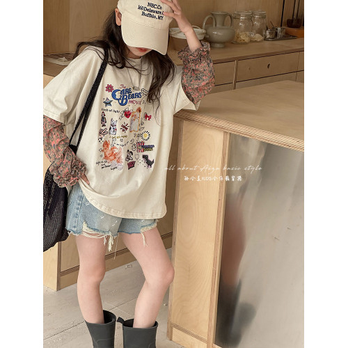 韓國童裝女童夏裝燙鑽牛仔褲兒童洋氣短褲2025新款中大童時髦褲子