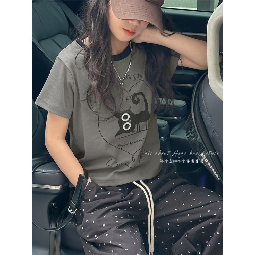 童裝女童短袖T恤2025夏裝新款兒童短款上衣女大童洋氣打底衫半袖t