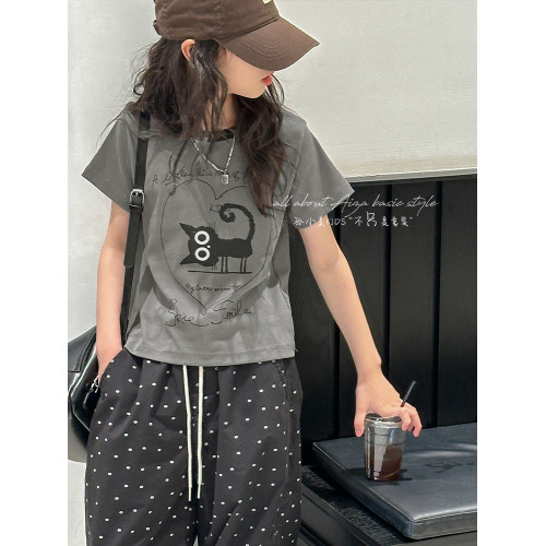 童裝女童短袖T恤2025夏裝新款兒童短款上衣女大童洋氣打底衫半袖t