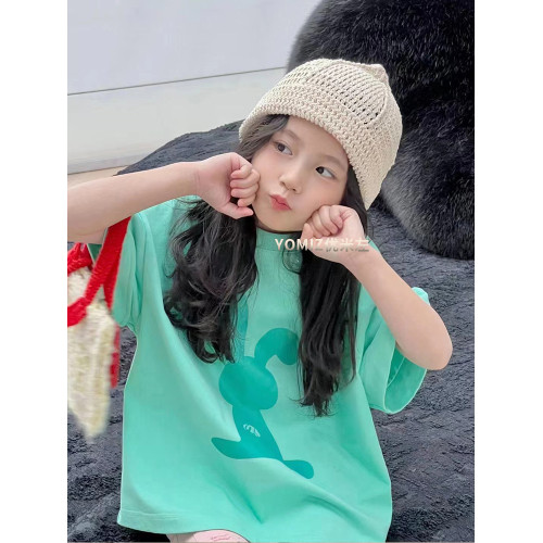 波拉bora韓國童裝T恤女童純棉2025春夏裝兒童短袖中大童上衣寬松