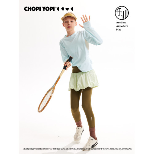 chopiyopi童裝 女童網孔拼接基礎訓練打底衫夏季新款運動長袖T恤