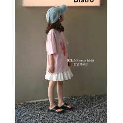 優米左童裝女童短袖T恤2025新款洋氣兒童春裝上衣甜美女孩半袖