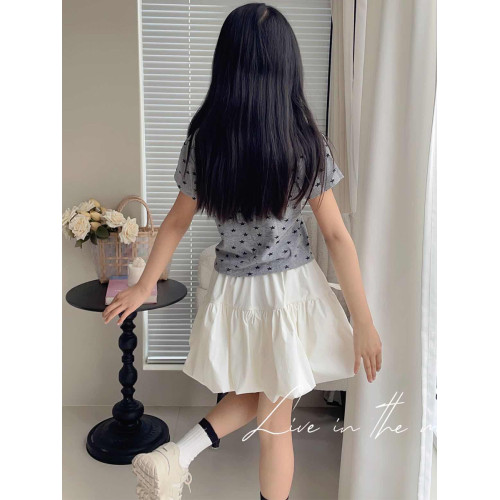 半身裙女童花苞裙子夏季短裙兒童黑色褲裙蓬蓬裙百褶裙小女孩裙褲