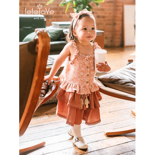 lelejove北歐風女童半身裙25夏季新款女寶短裙蛋糕裙純棉蓬蓬裙