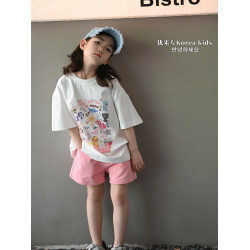 優米左品牌童裝女童短褲2025新款洋氣兒童小粉褲女孩牛仔褲時髦